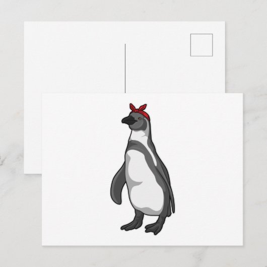 Pinguin mit Bandana Postkarte (Vorne/Hinten)