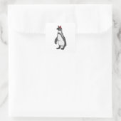 Pinguin mit Bandana Quadratischer Aufkleber (Tasche)