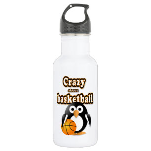 Pinguin mit Basketball Edelstahlflasche