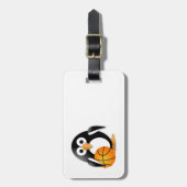Pinguin mit Basketball Gepäckanhänger (Vorderseite vertikal)