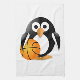 Pinguin mit Basketball Handtuch