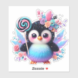 Pinguin mit Blume Aufkleber