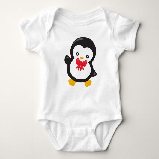 Pinguin mit Bow-Krawatte, Niedlicher Pinguin, Klei Baby Strampler (Vorderseite)