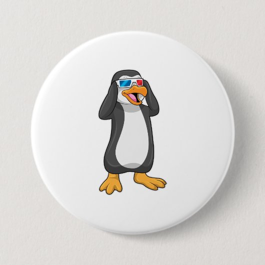 Pinguin mit Brille Button (Vorderseite)