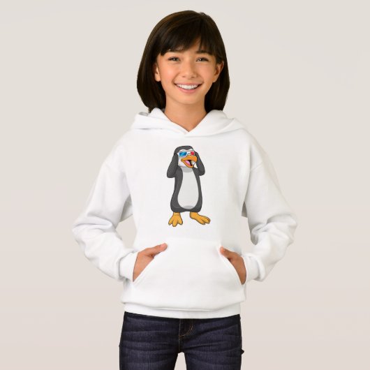 Pinguin mit Brille Hoodie (Vorne ganz)