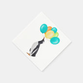Pinguin mit bunten Balloons zum Geburtstag Serviette (Ecke)