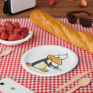Pinguin mit Cupcake Funny Animal Paper Teller