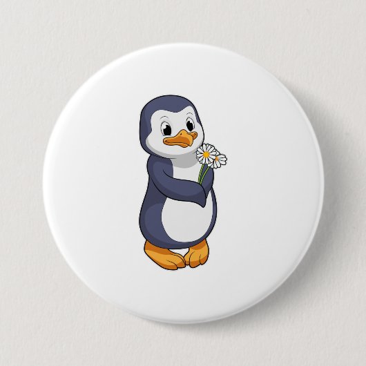 Pinguin mit Daisy Button (Vorderseite)