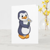 Pinguin mit Daisy Karte (Gelbe Blume)