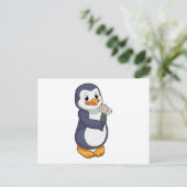 Pinguin mit Daisy Postkarte (Stehend Vorderseite)