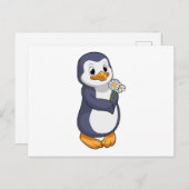 Pinguin mit Daisy Postkarte (Vorne/Hinten)