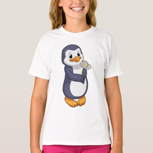 Pinguin mit Daisy T-Shirt (Vorderseite)