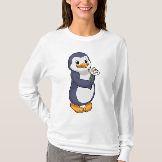 Pinguin mit Daisy T-Shirt (Vorderseite)
