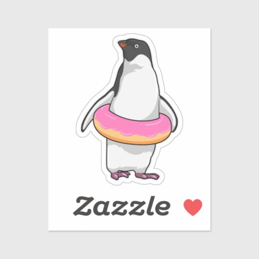 Pinguin mit Donut Aufkleber (Blatt)