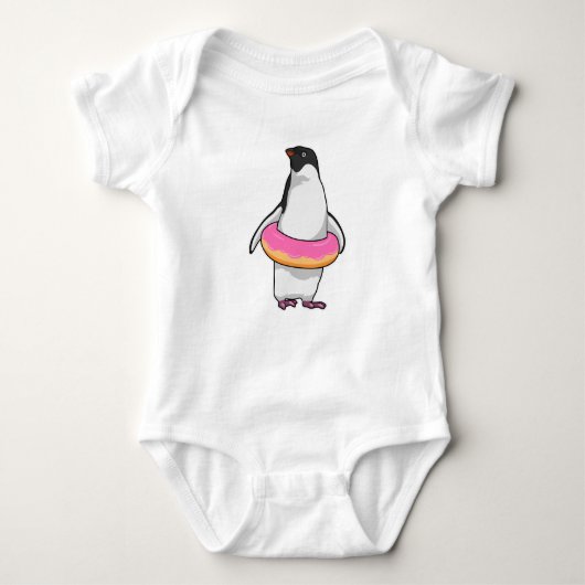 Pinguin mit Donut Baby Strampler (Vorderseite)