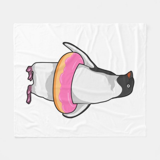 Pinguin mit Donut Fleecedecke (Vorderseite (Horizontal))