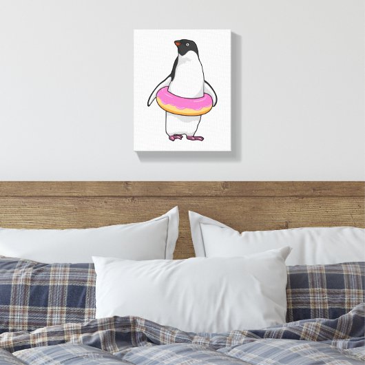 Pinguin mit Donut Leinwanddruck (Insitu (Schlafzimmer))