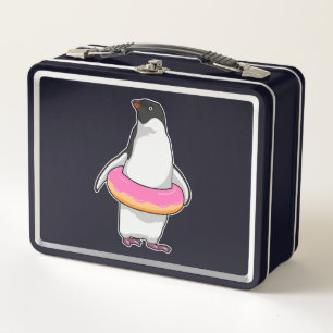 Pinguin mit Donut Metall Brotdose