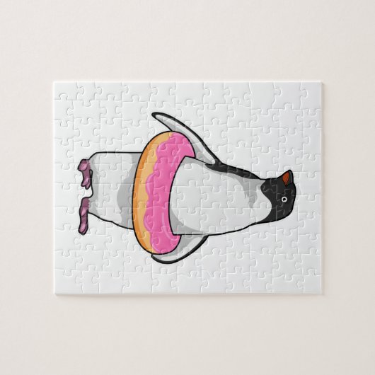 Pinguin mit Donut Puzzle (Horizontal)