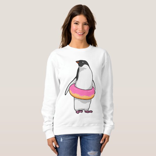 Pinguin mit Donut Sweatshirt (Vorne ganz)