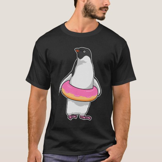 Pinguin mit Donut T-Shirt (Vorderseite)