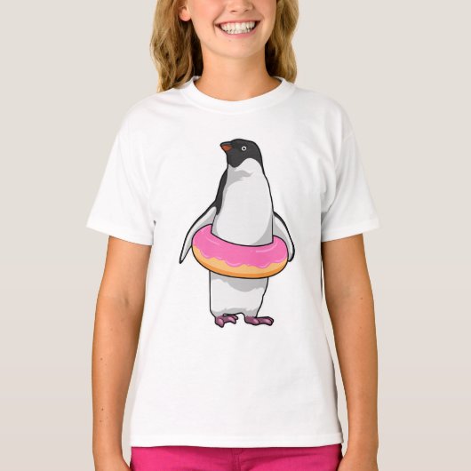 Pinguin mit Donut T-Shirt (Vorderseite)