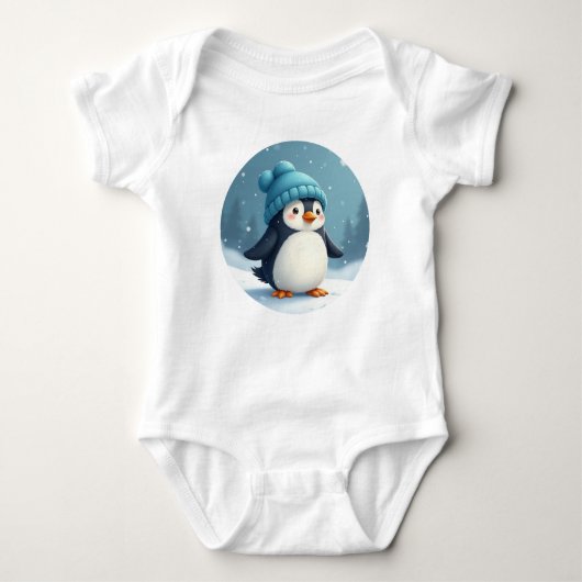 Pinguin mit einem blauen Hut Baby Strampler (Vorderseite)