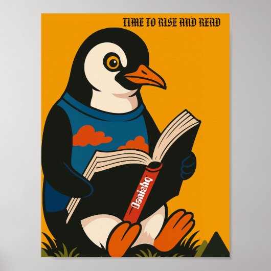 Pinguin mit einem Buch - Zeit zum Aufstehen und Le Poster (Vorne)