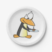 Pinguin mit einem Cupcake Lustige Tier-Papiertelle Pappteller (Vorderseite)