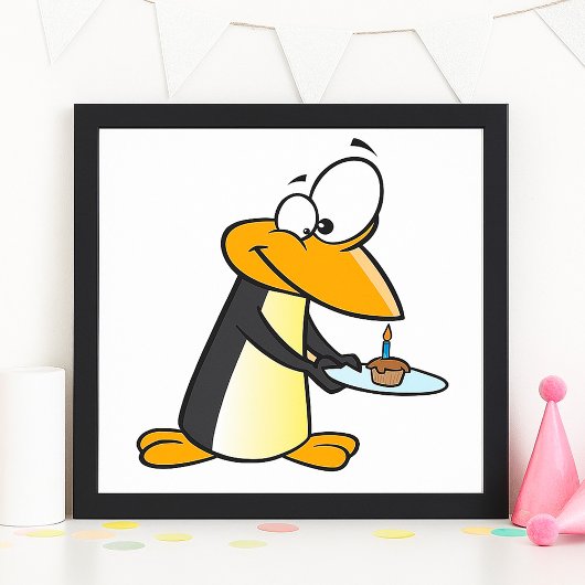 Pinguin mit einem Cupcake Poster