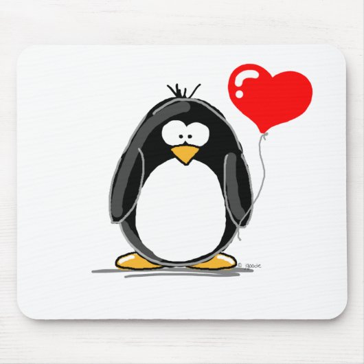 Pinguin mit einem Herzballon Mousepad (Vorne)