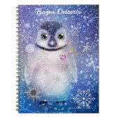 Pinguin mit einem Herzbuch Notizblock (Vorderseite)