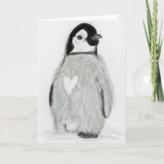 PINGUIN MIT EINEM HERZEN!  GRUSS-JEDE ANLÄSSE DANKESKARTE (Vorderseite)