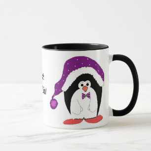 Pinguin mit einem lila Hut Tasse