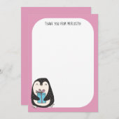 Pinguin mit einer aktuellen Flachbildschirm Dankes Einladung (Vorne/Hinten)