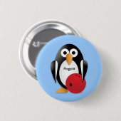 Pinguin mit einer Bowling-Schüssel Button (Vorne & Hinten)