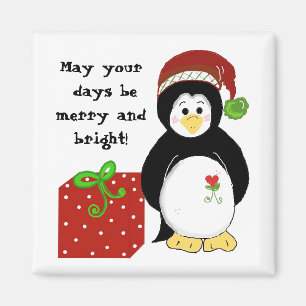 Pinguin mit einer Weihnachtsbotschaft Magnet