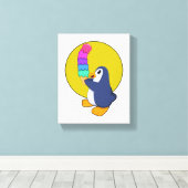 Pinguin mit Eiscreme Leinwanddruck (Insitu (Holzboden))