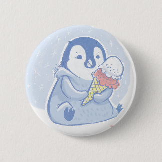Pinguin mit Eiscremeknopf Button