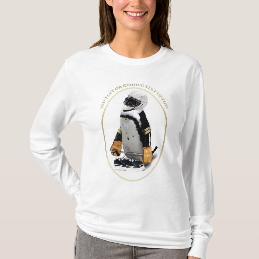 Pinguin mit Eishockeyausrüstung T-Shirt (Vorderseite)