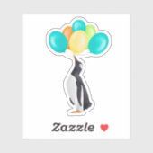 Pinguin mit farbenfrohen Balloons Aufkleber (Blatt)