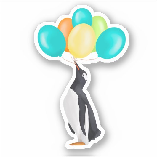 Pinguin mit farbenfrohen Balloons Aufkleber (Vorderseite)