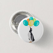 Pinguin mit farbenfrohen Balloons Button (Vorne & Hinten)