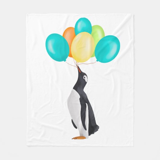 Pinguin mit farbenfrohen Balloons Fleecedecke (Vorderseite)