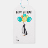 Pinguin mit farbenfrohen Balloons Geschenkanhänger (Rückseite)