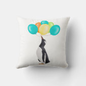 Pinguin mit farbenfrohen Balloons Kissen (Rückseite)