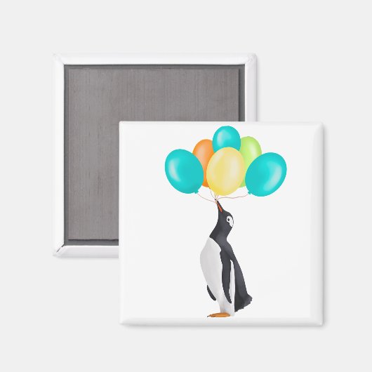 Pinguin mit farbenfrohen Balloons Magnet (Vorderseite/Rückseite)