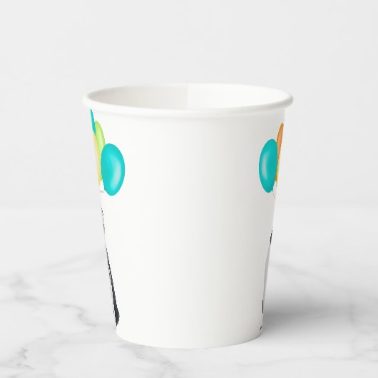 Pinguin mit farbenfrohen Balloons Pappbecher (Links)