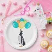 Pinguin mit farbenfrohen Balloons Pappteller (Party)