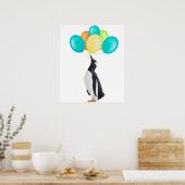 Pinguin mit farbenfrohen Balloons Poster (Küche)
